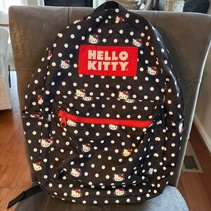 Hello Kitty Polka Dot Classic Backpack Blk/White/ Red